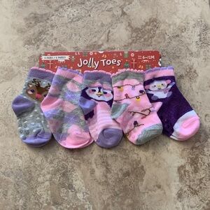 Jolly Toes Baby girls Socks Set 5 pairs NEW Christmas penguin snowman reindeer